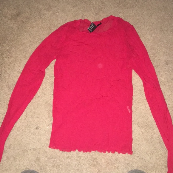 sheer red long sleeve top